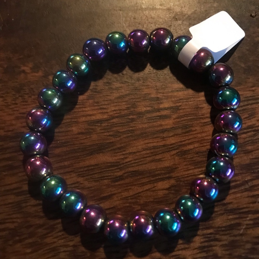 COPY - 💜Beautiful Aura/Rainbow covered Hematite 8mm Bracelet!💜
